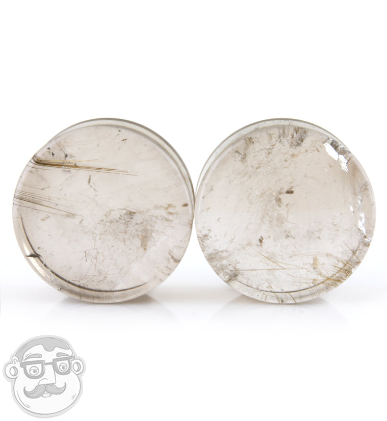 Rutilated Quartz Stone Plugs 1 Inch (25mm)