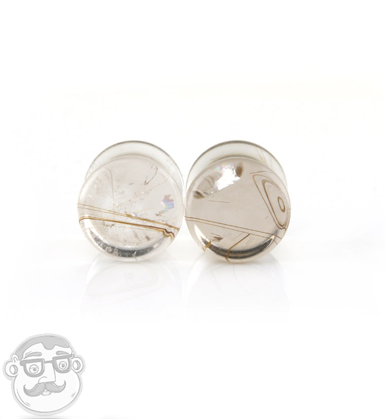 Rutilated Quartz Stone Plugs 0G (8mm)