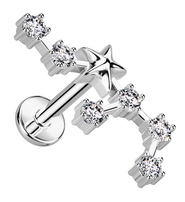 Sagittarius Constellation Clear CZ Stainless Steel Internally Threaded Labret