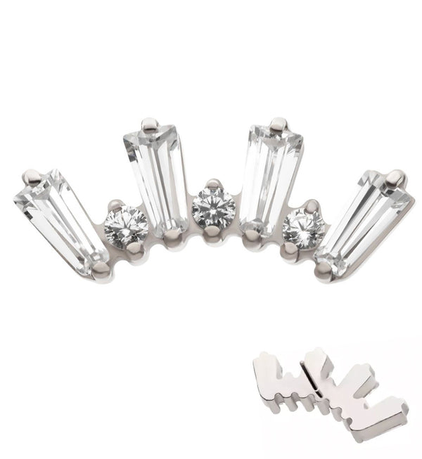 Sequential Clear CZ Threadless Titanium Top