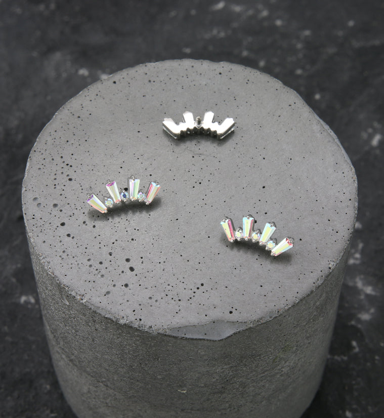 Sequential Rainbow Aurora CZ Internally Threaded Titanium Top