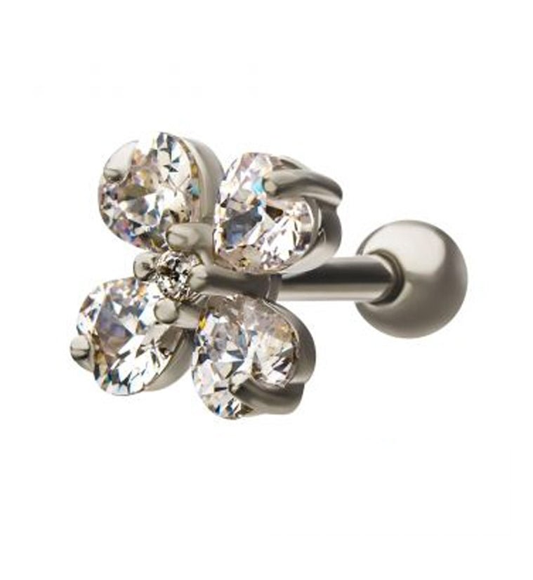 18G Clover CZ Cartilage Barbell