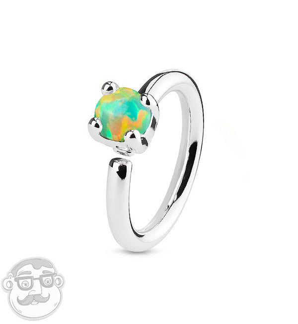 16G Green Opalite Steel Annealed Cartilage Hoop Ring