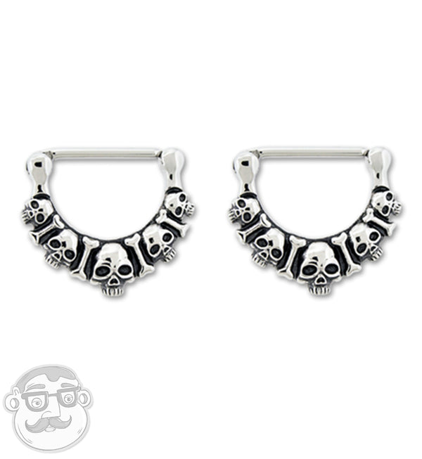 14G Skull Stainless Steel Nipple Clicker Ring