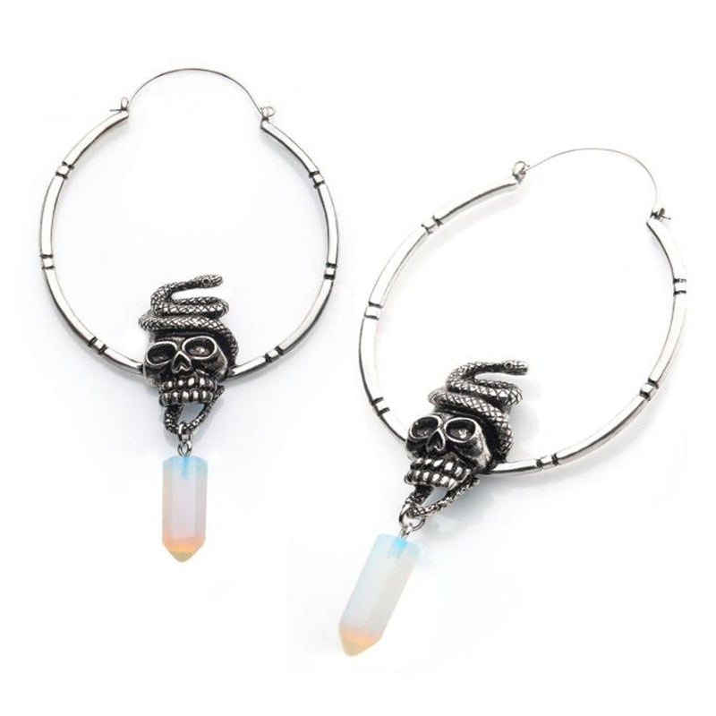 20G Snake & Skull Opalite Plug Hoops