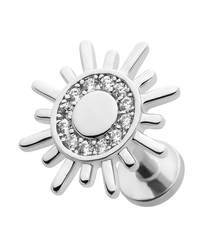 Solar Burst CZ Stainless Steel Threadless Labret