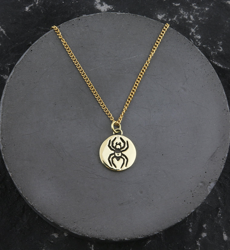 Spider Brass Charm Necklace