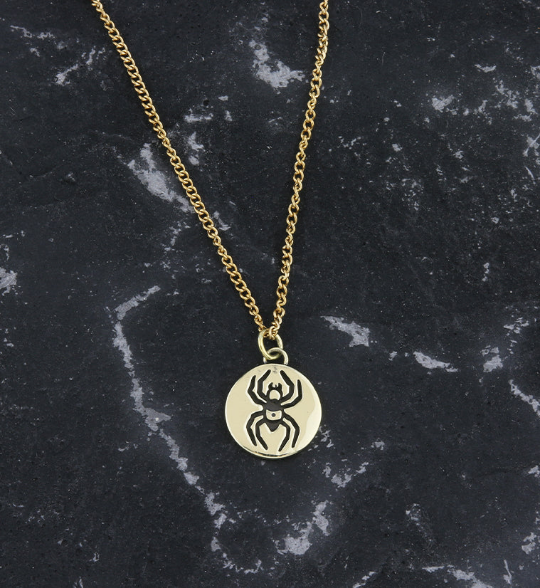 Spider Brass Charm Necklace