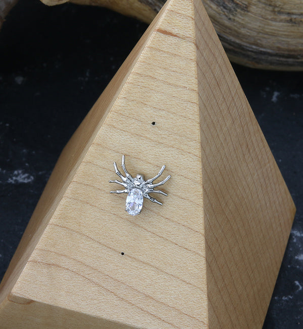 Spider Clear CZ Threadless Titanium Top