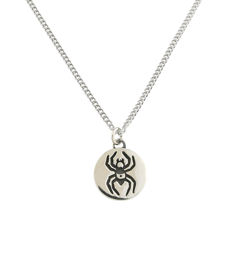 Spider White Brass Charm Necklace