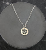 Spiderweb White Brass Charm Necklace