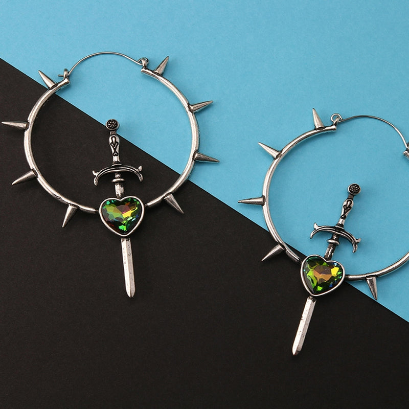 20G Spike & Sword Gem Plug Hoops