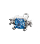 Square Aqua CZ Cartilage Barbell