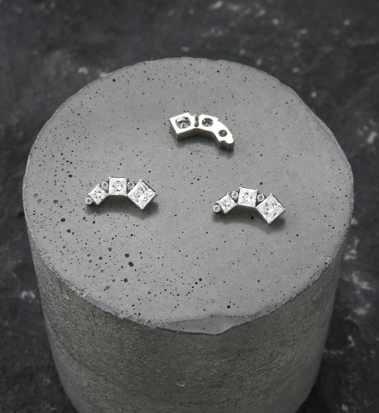 Square Descent Clear CZ Internally Threaded Titanium Top