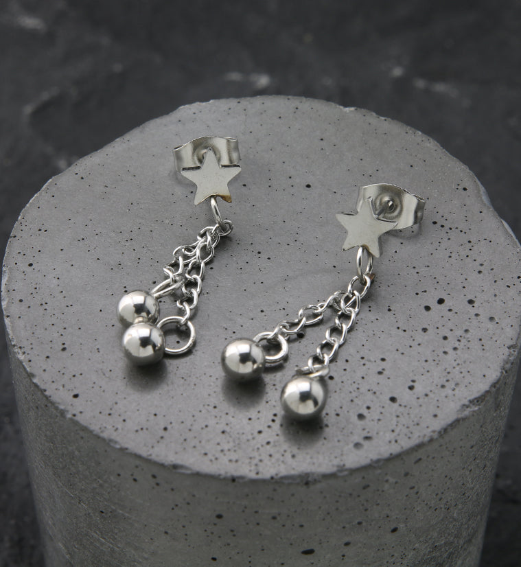 Star Dangle Stainless Steel Earrings