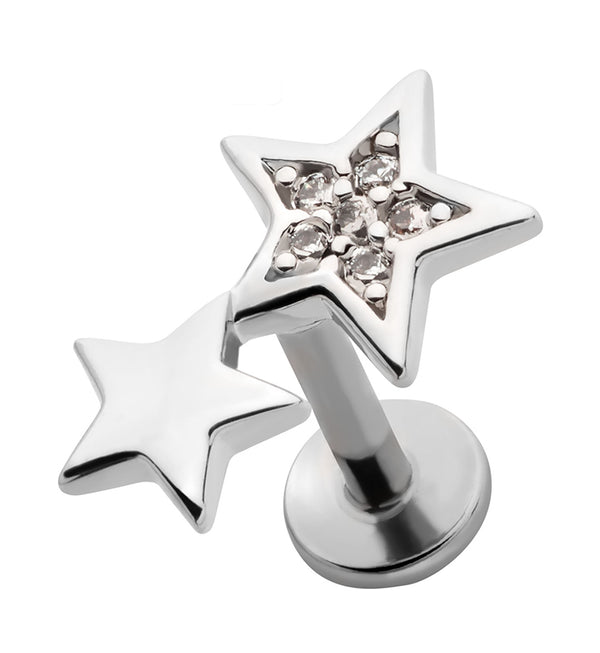 Star Duo CZ Stainless Steel Threadless Labret