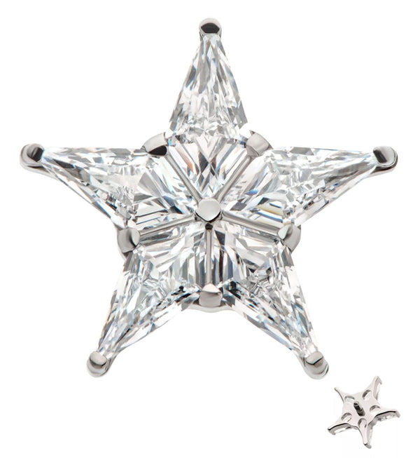 Star Flower Clear CZ Internally Threaded Titanium Top