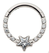 Star Row CZ Titanium Hinged Segment Ring