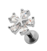 Starfish Flower CZ Stainless Steel Threadless Labret