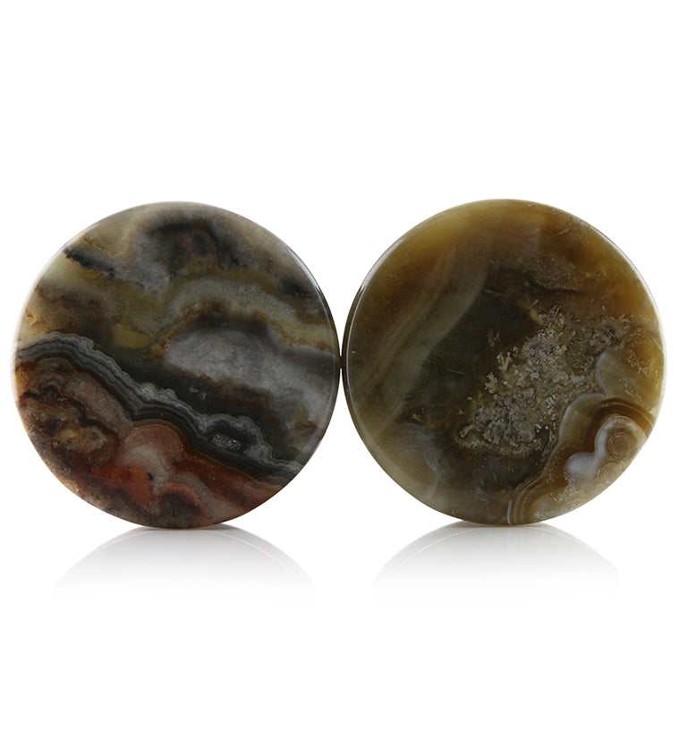 Laguna Lace Agate Stone Plugs 1 Inch (25mm) Version 19