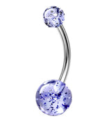 Light Blue UV Glitter Ball Belly Button Ring