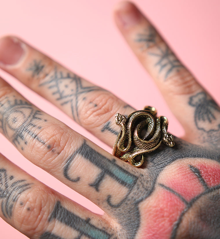 Tangled Snakes Brass Ring