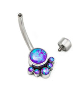 Blue Opal Cluster Belly Button Ring