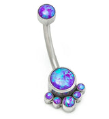 Blue Opal Cluster Belly Button Ring