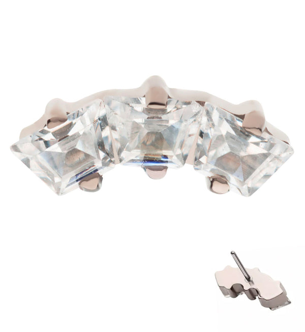 Triple Trapezoid Arch Clear CZ Threadless Titanium Top