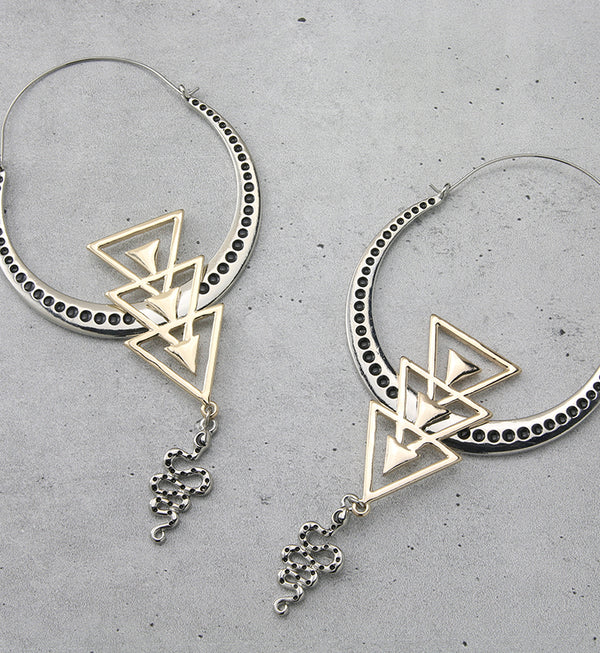 Triple Arrow Dangle Snake Plug Hoops