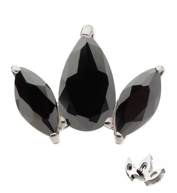 Triple Empress Teardrop Black CZ Internally Threaded Titanium Top