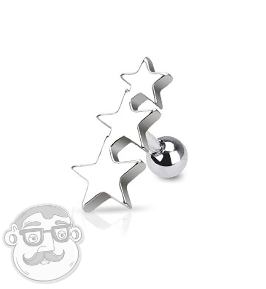 Triple Star Tragus / Cartilage Barbell