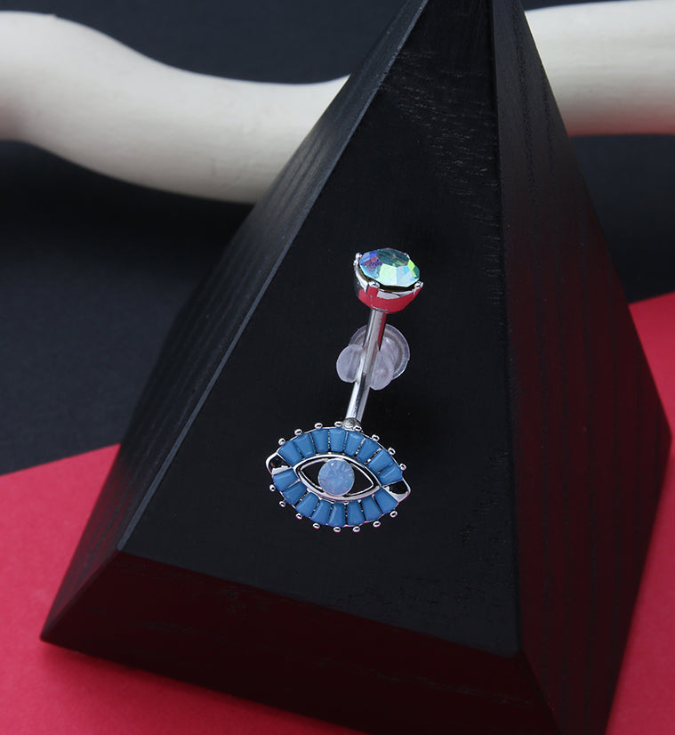 Turquoise Eye CZ Opalite Belly Ring