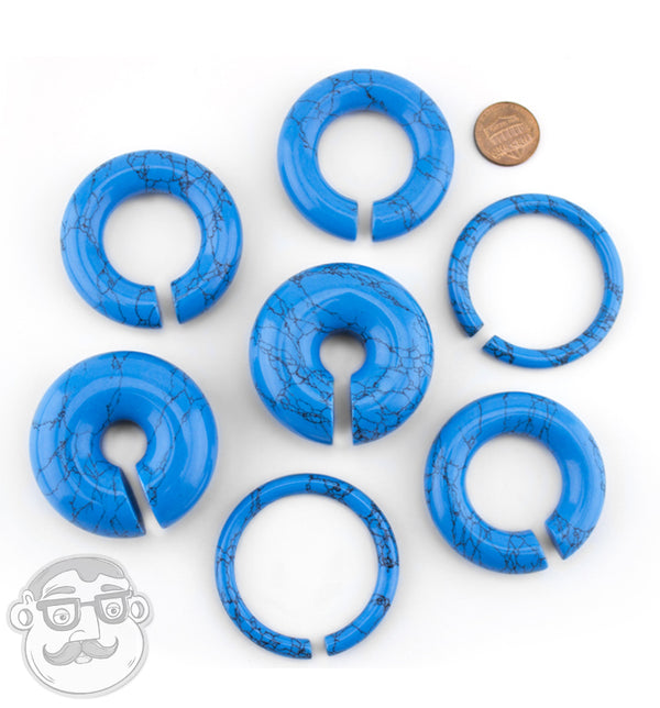 Turquoise Howlite Stone Hoop Plugs