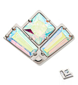 Vertex Rainbow Aurora CZ Threadless Titanium Top