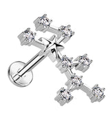 Virgo Constellation Clear CZ Stainless Steel Internally Threaded Labret