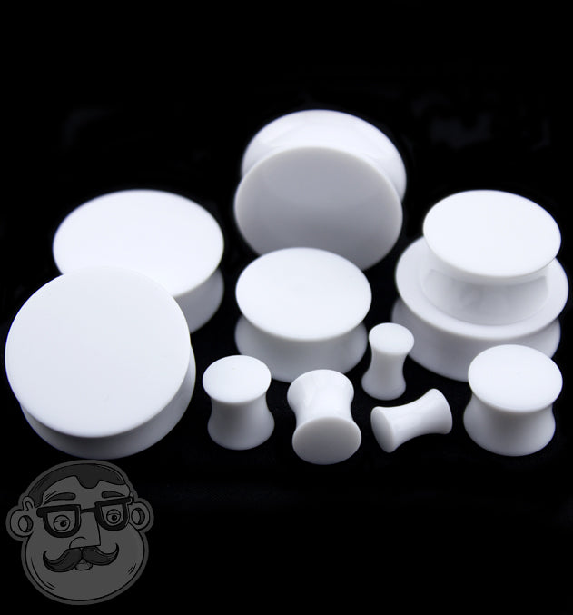 Basic White Plugs | 8 Gauge - 1 Inch | UrbanBodyJewelry.com