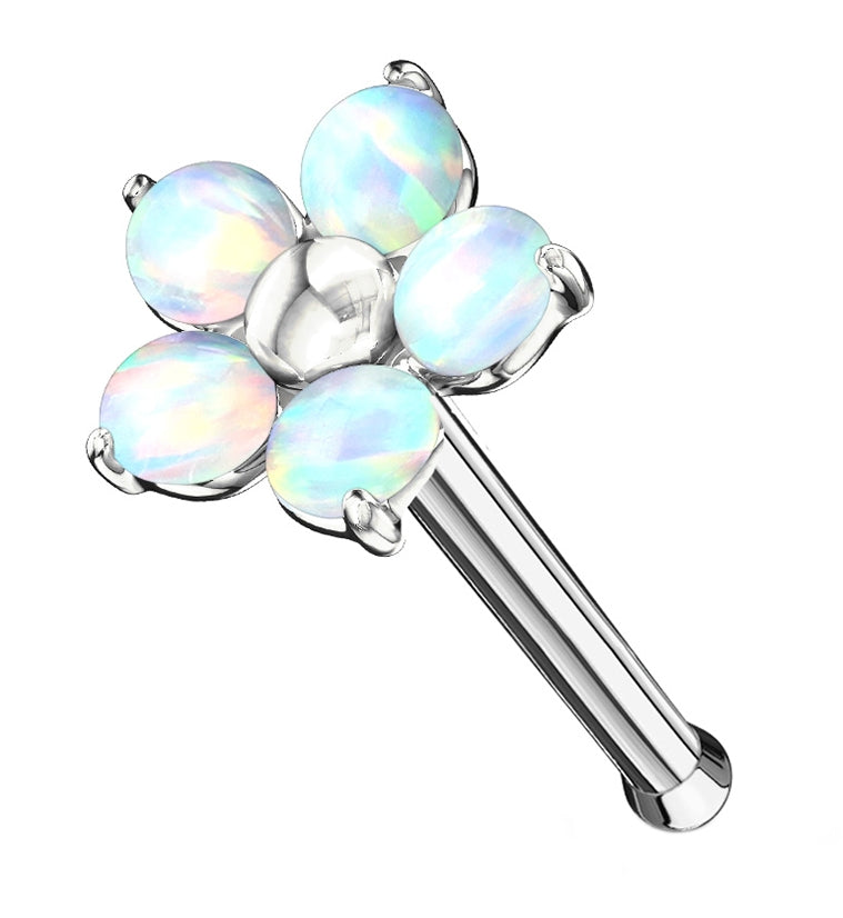 20G White Opalite Flower Nosebone