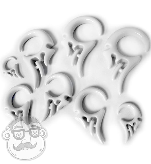 White Tribal Wing Spiral Talon Plugs