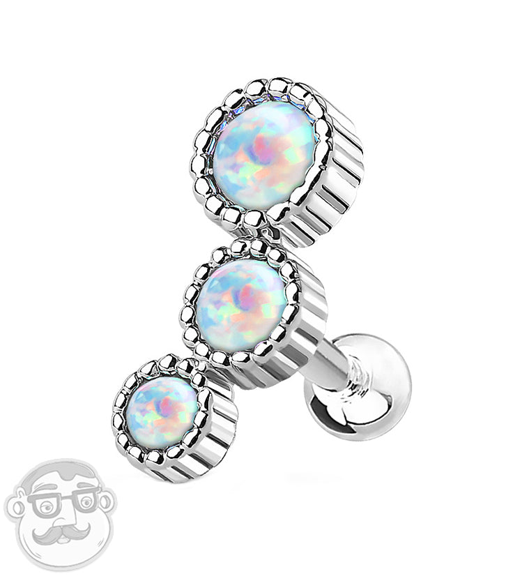 16G Triple Opal Dome Cartilage Barbell