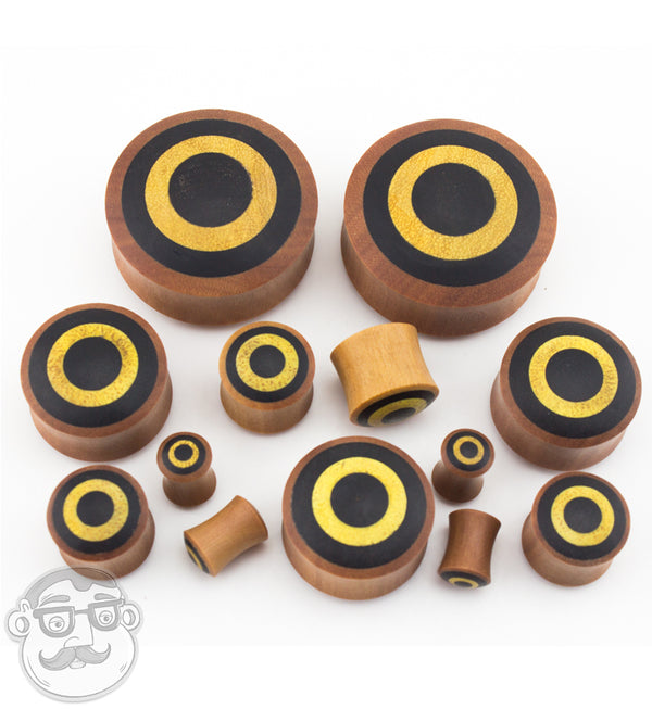 Saba Wood Plugs with Target Arang Wood Inlay